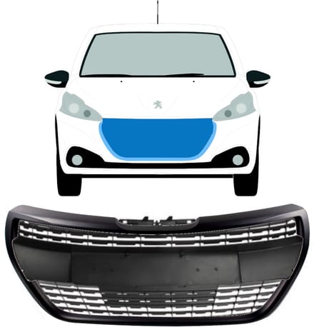 Zwarte grill voor Peugeot 208 2015-2019 ALLURE / Set