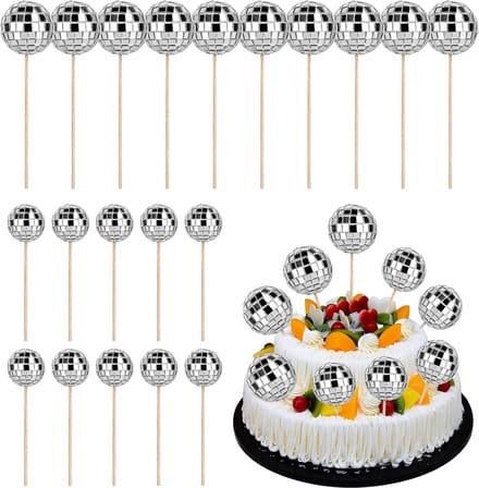 Feestdecoraties - Mini disco bal cupcake topper - Thema feest decoratie 70s 80s 90s .