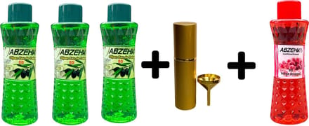 Abzehk Eau de Cologne Olijven 400ml 3x + Parfumverstuiver 1x + Eau de Cologne Adige Druppel 400ml 1x