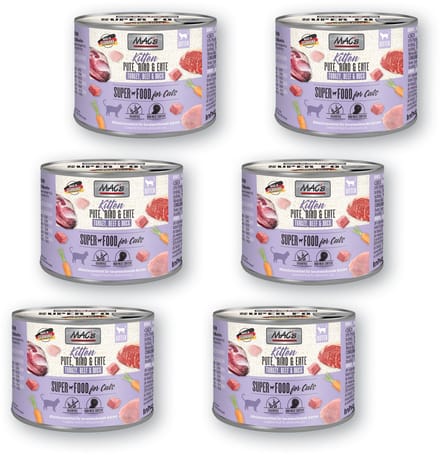 MAC's Kittenvoer Natvoer Blik 97% Kalkoen, Rund en Eend 6 x 200g