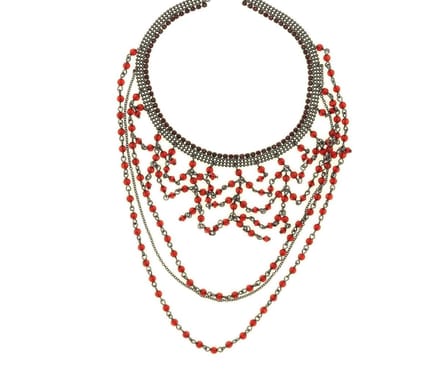 Behave - Choker rood multi layer - Bohemian feeststijl - 30 cm