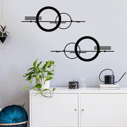 Omgoods - 2 Stuks Metaal Abstracte Wanddecoratie met Geometrische Vorm
