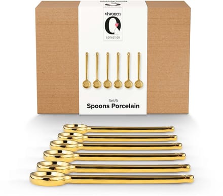 vtwonen Theelepels - Porselein - Lepels - Goud - Set van 6 - Small