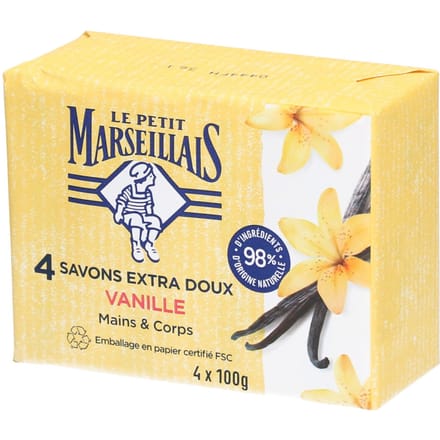 Le Petit Marseillais Extra Milde Zeep Vanille Set van 4 x 100 g