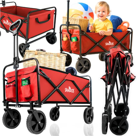 Sandos Sunshine Serie - Inklapbare Strandwagen - Rood - 100 kg Draagvermogen