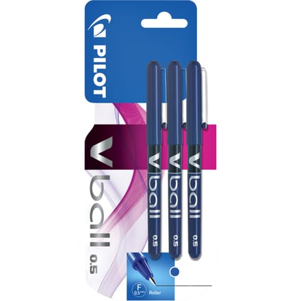 Rollerpen PILOT V-Ball 05 fijn blauw blister à 3 stuks