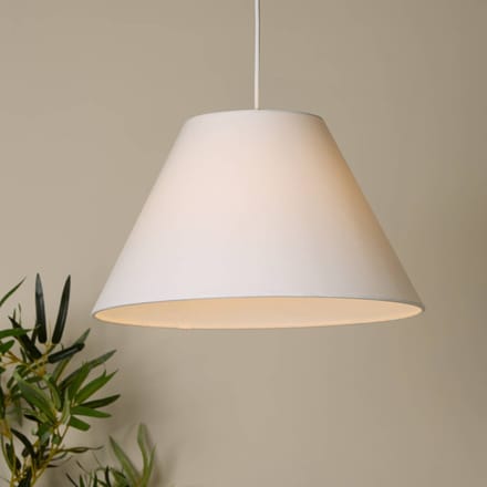 Searchlight Hanglamp Lyta, wit, Ø 38 cm, textiel, E27, kegelvorm