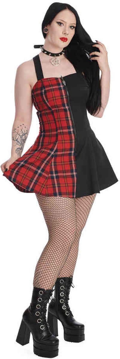 Banned - Ness Half And Half Korte jurk - L - Rood