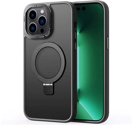 Cityhoesje - iPhone 15 Pro Max - Magnetic - Ring Holder Kickstand - Protective – Backcase - Zwart