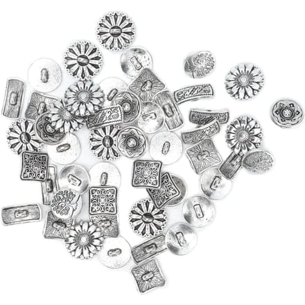 50 stuks Knopen Gemengd Antiek Zilver Rond Vierkant Bloemvorm Retro Creativiteit Kleding Accessoires