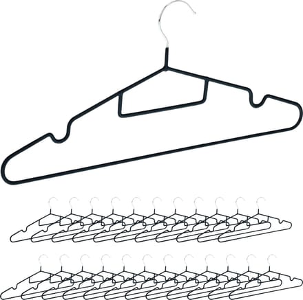 kledinghangers antislip - set van 24 - stropdashouder - inkepingen - zwart