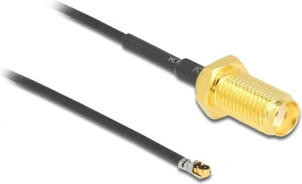 MHF 4L LK (v) - SMA (v) kabel - Micro Coax (1,37 mm) - 50 Ohm / zwart - 0,35 meter