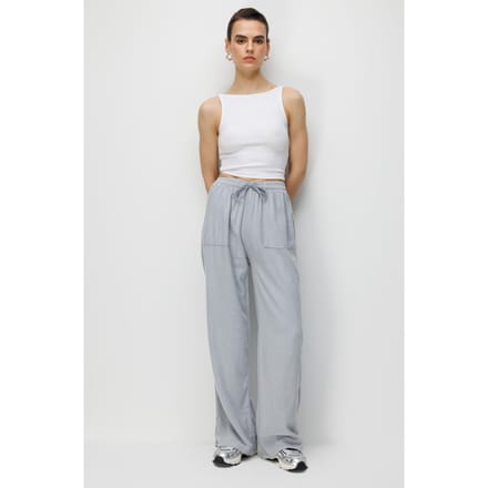 Mid Rise Rechte Pantalon van Katoen met Striksluiting
