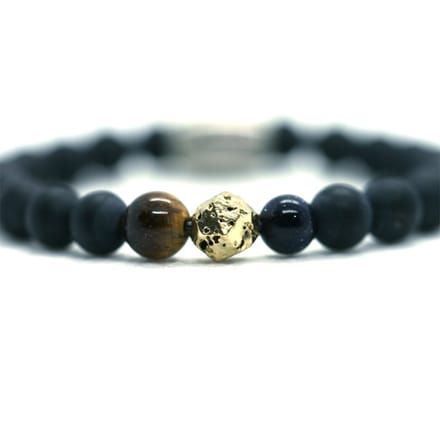 Heren armband matte onyx - gold lava 6mm - IbizaMen