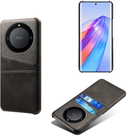 Backcover met Opbergvakjes + Glas Screenprotector voor Honor Magic 6 Lite _ Zwart
