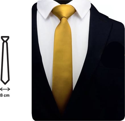Sorprese Stropdas - Goud - 8cm - 100% Zijde - Stropdassen - Cadeau