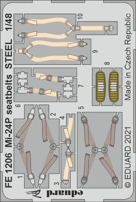 Eduard Modelbouwdecoratie - FE1206 Seatbelts Steel for Mi-24P - Photo-etch