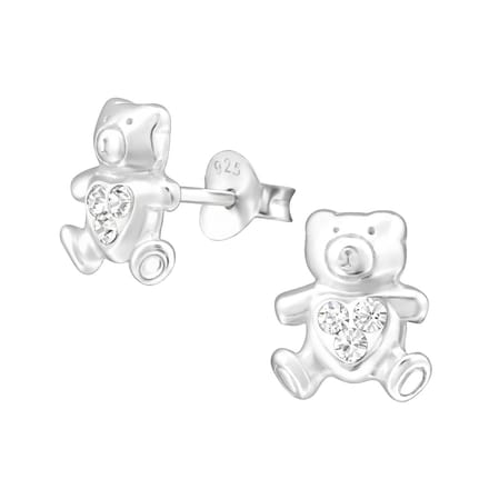 Amanto Kids Oorbellen Gabi - 925 Zilver E-Coating - Beertje - 8x9mm