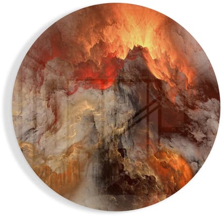 Rond Glasschilderij - Abstract - Lava - 60 cm