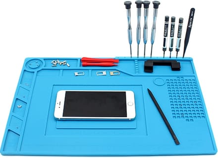 Let op type!! JIAFA S-150 Maintenance Platform Heat-resistant Repair Insulation Pad Silicone Mats with Screws Position(Blue)