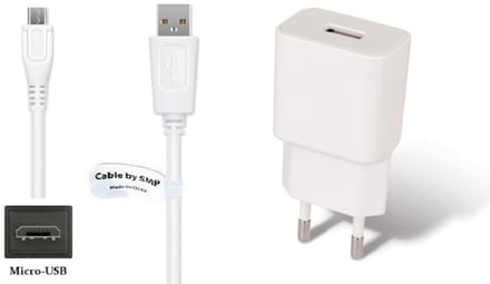 OneOne 2A lader + 1,0m standaard Micro USB kabel. Universele oplader adapter past op Samsung Galaxy Xcover 2, 3, 4, A01, C5, C7, E5, E7, A01 Core, A02, M01 Core, M01s, M01, M02, J2 Core, Y, Z4, On7, Rex, Star
