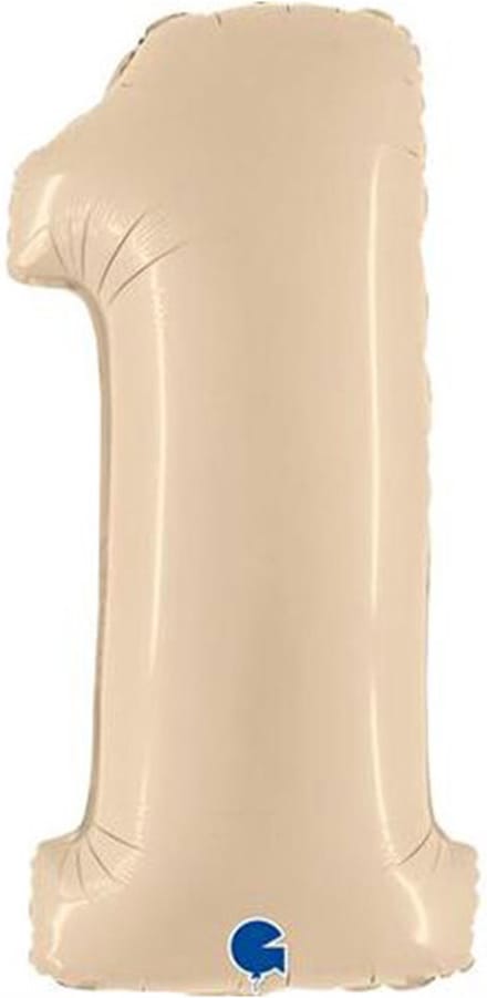 Folieballon Cijfer 1 Satin Cream - 100 cm