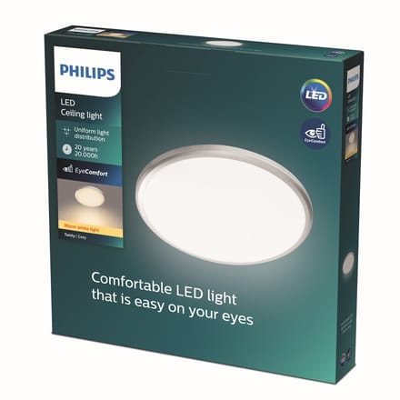 Philips Twirly plafonnière - grijs - groot - warmwit licht - 17 W