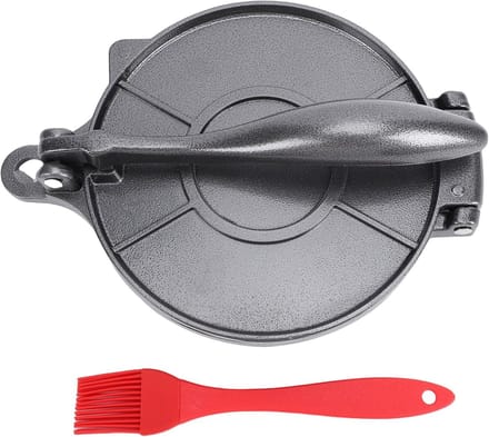 Handmatige Deegpers - Tortilla Maker - Thuis Bakken - Robuuste Aluminium Legering - 22 x 16 cm - Zwart