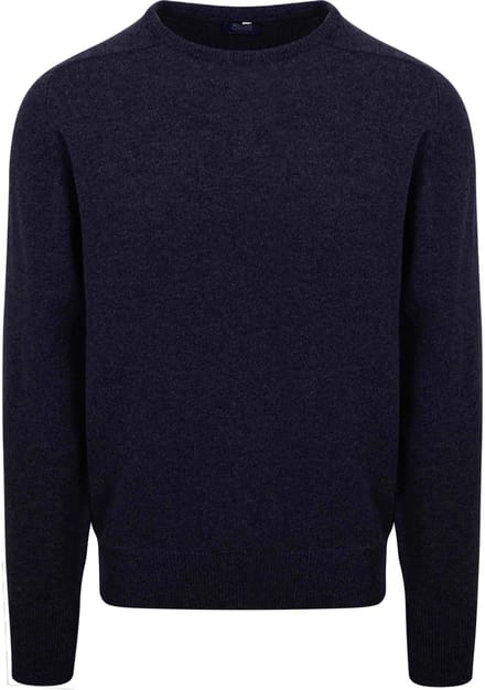 William Lockie Pullover Lamswol O-hals Midnight Mix Navy - Maat 3XL - Heren - Pullovers