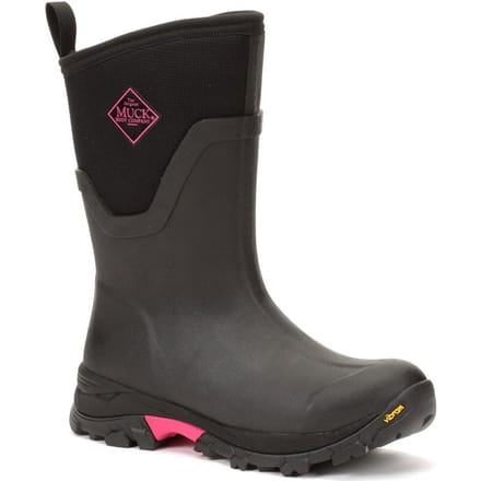 Muck Laarzen Arctic Ice Mid AGAT Rubber Zwart/Hot Roze Wellington Laarzen