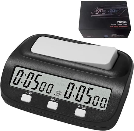 Schaakklok - Schaker timer - Bordspellen spelen - Bonus vertragingsmodi - 14 x 9 cm - Zwart