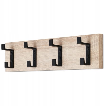 Wandkapstok met 4 Haken - Sonoma Oak - Industrieel Design