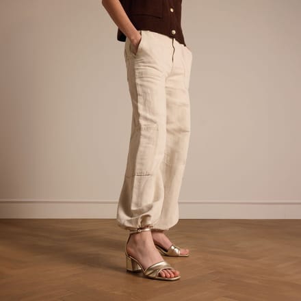 Manfield - Dames - Gouden leren sandalen met hak - Maat 36