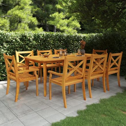 vidaXL - 9-delige - Tuinset - massief - acaciahout