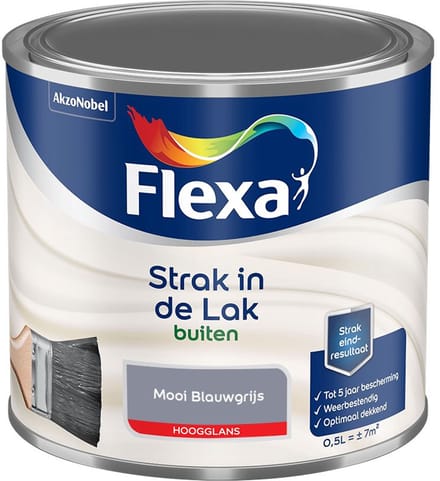 Flexa - Strak In De Lak Buitenlak Hoogglans - Mooi Blauwgrijs - Mengverf - 500 Ml
