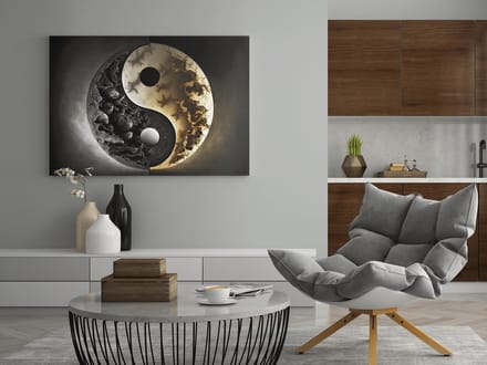 Canvas Schilderij - Yin en Yang - Abstract - 60x40x2 cm