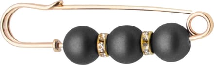 Fako Bijoux® - Sierspeld - Sjaalspeld - Vestsluiting - Vestspeld - Parels & Strass - 65mm - Mat Zwart