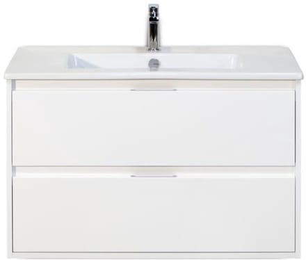 Porto Badmeubelset 90 cm - Wit Hoogglans - Keramische Wastafel Wit Slim