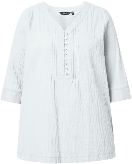 Ulla Popken - Dames - Tuniek bubble-materiaal 3/4-mouwen - Sneeuwwit - Maat 42+