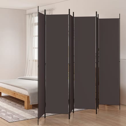 vidaXL - Kamerscherm - met - 6 - panelen - 300x220 - cm - stof - bruin