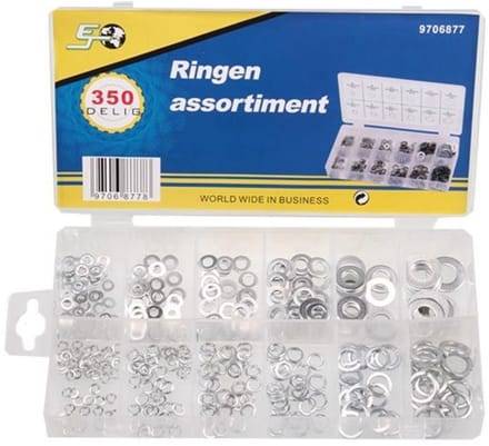 Topgear Ringen Assortiment - Breed- en Veerringen - 350 stuks - Diverse Maten