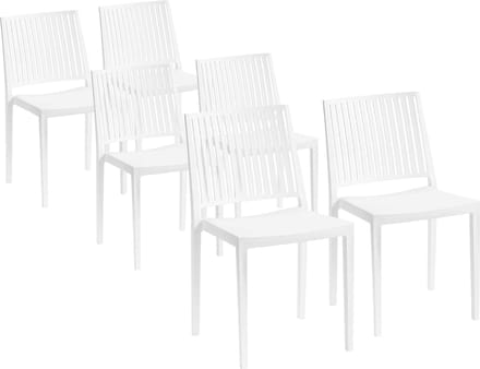 Terrasstoel Bars (set van 6) - wit - stapelbaar