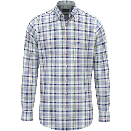 Fynch-Hatton Overhemd Premium Washed Oxford Multi Check Mint-Blue / male