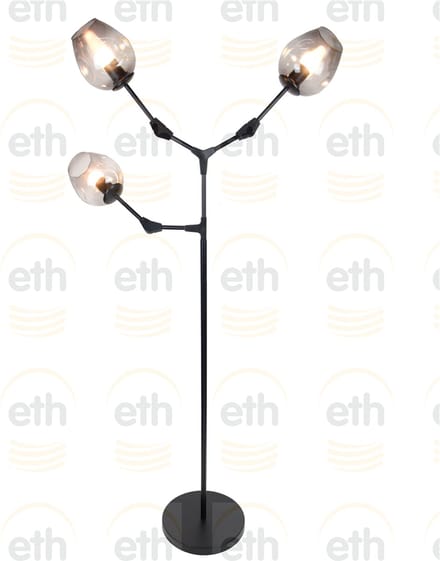 ETH vloerlamp Lime 3x E27 smoke glas/ zwart