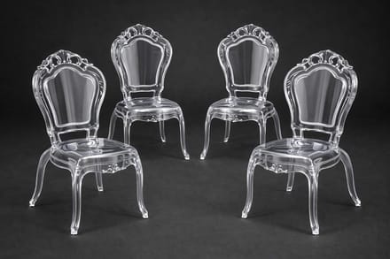Stoelen Set - Zitmeubels Fauteuils - Eetkamer Inrichten - Barok Design - 4 stuks - Transparant