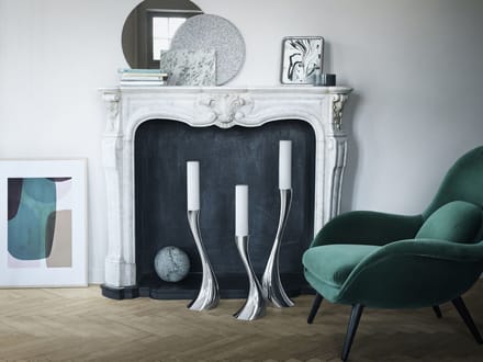 Georg Jensen Cobra Staande kandelaar - gepolijst roestvrij staal - medium