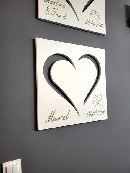 Moliland - Groot Hart - Met Smoczek - Geboortedatum - Wit