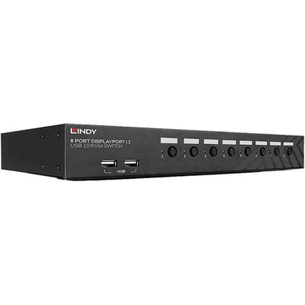 LINDY 8 Port DisplayPort 1.2 USB 2.0 KVM Switch KVM-switch 8 poorten DisplayPort 3840 x 2160 Pixel