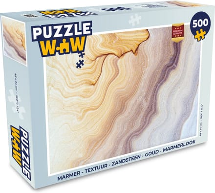 Puzzel Marmer - Textuur - Zandsteen - Goud - Marmerlook - Legpuzzel - Puzzel 500 stukjes