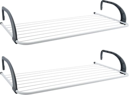 MSV Inklapbaar klein wasgoedrekje/droogrek - 2x - 7 meter waslijn - Ophangbaar - 36 x 74 cm